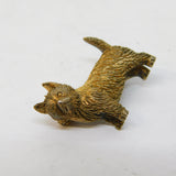 Sterling Silver Gilt Chased Terrier Dog Brooch Pin Antique c1940 Art Deco