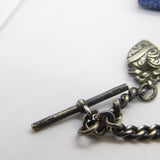 Edwardian Sterling Silver Albert Watch Chain with T-bar & Heart Antique 1905
