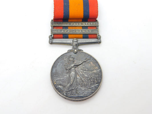 Silver Two Bar Queen's South Africa Boer War Medal PTE C Shether Antique 1900