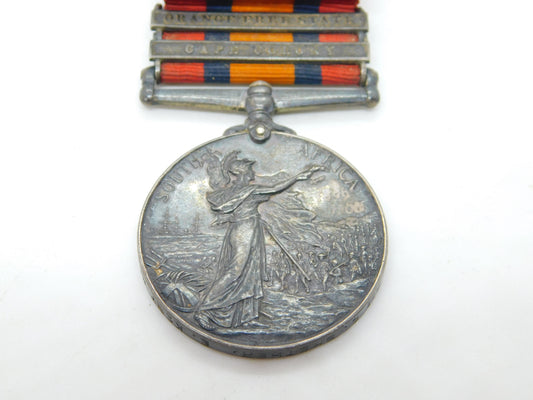 Silver Two Bar Queen's South Africa Boer War Medal PTE C Shether Antique 1900