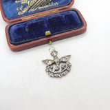 Victorian 900 Silver & Diamond Paste Swallow Sweetheart Pendant c1860