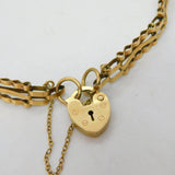 9ct Yellow Gold Gate Link Charm Bracelet Heart Clasp Vintage 1983 London