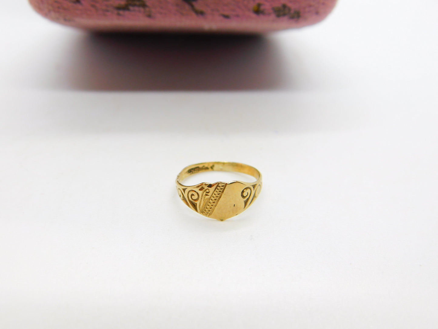 Edwardian 9ct Yellow Gold Child's Christening Ring or Charm c1910 Antique