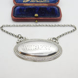 Edwardian Sterling Silver Whisky Decanter Label 1907 Sheffield Walker & Hall