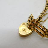 9ct Yellow Gold Gate Link Charm Bracelet Heart Clasp Vintage 1983 London