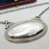 Edwardian Sterling Silver Whisky Decanter Label 1907 Sheffield Walker & Hall