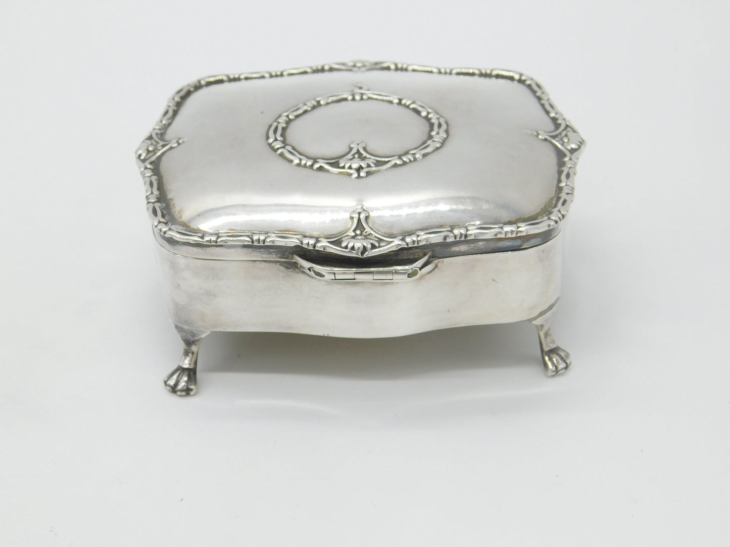 Edwardian Sterling Silver Paw Foot Jewellery Box for Repair Antique 1908