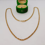 9ct Yellow Gold Essential Rope Chain Necklace Vintage c1970 46cm Length