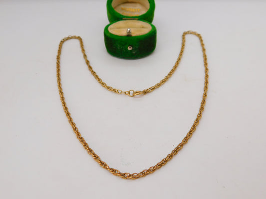 9ct Yellow Gold Essential Rope Chain Necklace Vintage c1970 46cm Length