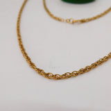 9ct Yellow Gold Essential Rope Chain Necklace Vintage c1970 46cm Length