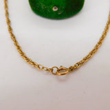 9ct Yellow Gold Essential Rope Chain Necklace Vintage c1970 46cm Length