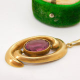 9ct Yellow Gold Large Amethyst Set Crossover Drop Pendant Vintage c1970