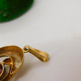 9ct Yellow Gold Large Amethyst Set Crossover Drop Pendant Vintage c1970