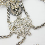 Large Hanau Sterling Silver Cherub & Mythic Sewing Chatelaine Antique c1880 German