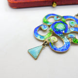 Art Nouveau Sterling Silver Guilloche Enamel Floral Pendant 1909 Birmingham
