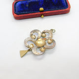 Art Nouveau Sterling Silver Guilloche Enamel Floral Pendant 1909 Birmingham