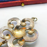 Art Nouveau Sterling Silver Guilloche Enamel Floral Pendant 1909 Birmingham