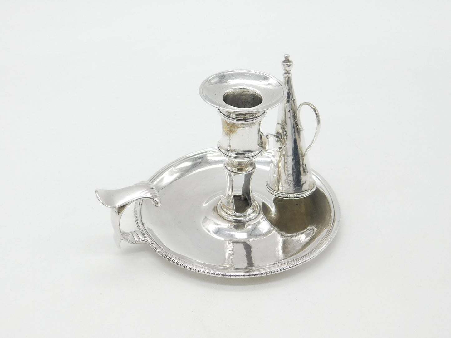 Georgian Sterling Silver Go-to-Bed Chamberstick 1770 William Cripps London