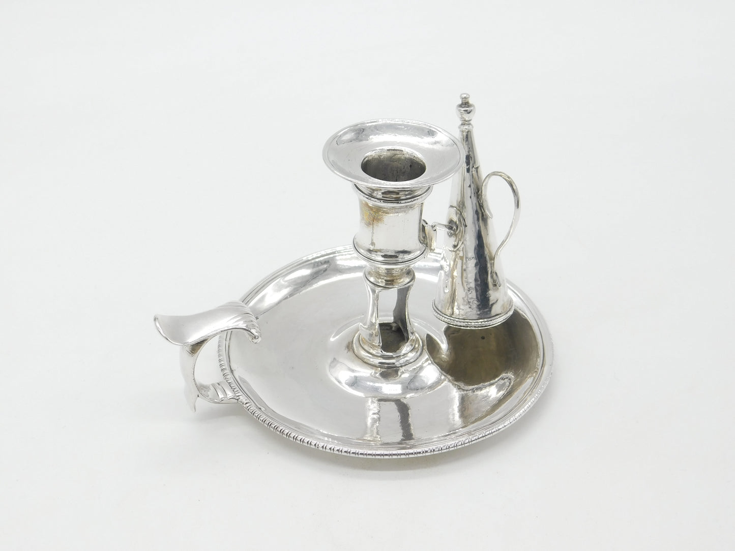 Georgian Sterling Silver Go-to-Bed Chamberstick 1770 William Cripps London