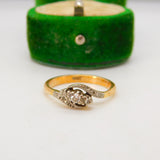 Victorian 18ct Yellow Gold & 0.1ct Diamond Crossover Ring Antique c1890