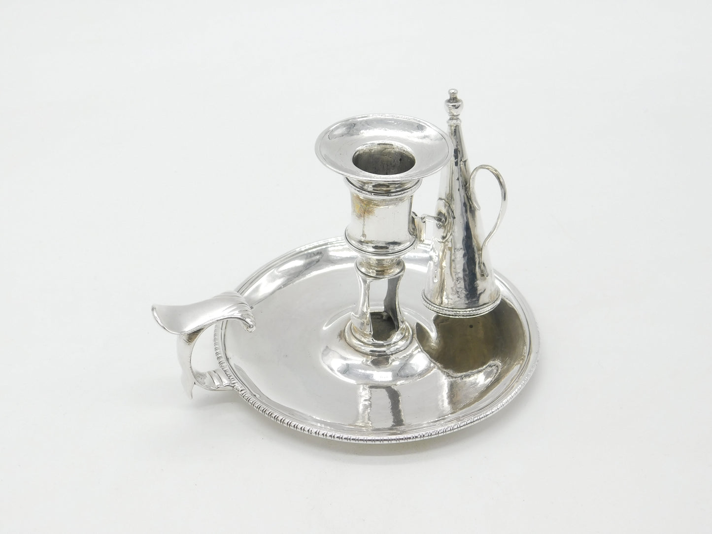 Georgian Sterling Silver Go-to-Bed Chamberstick 1770 William Cripps London