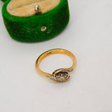 Victorian 18ct Yellow Gold & 0.1ct Diamond Crossover Ring Antique c1890