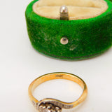 Victorian 18ct Yellow Gold & 0.1ct Diamond Crossover Ring Antique c1890