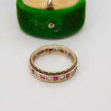 9ct Yellow & White Gold, Ruby & Spinel Set Eternity Ring Antique c1930 Art Deco