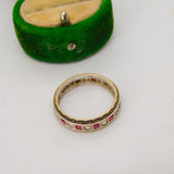 9ct Yellow & White Gold, Ruby & Spinel Set Eternity Ring Antique c1930 Art Deco