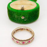 9ct Yellow & White Gold, Ruby & Spinel Set Eternity Ring Antique c1930 Art Deco