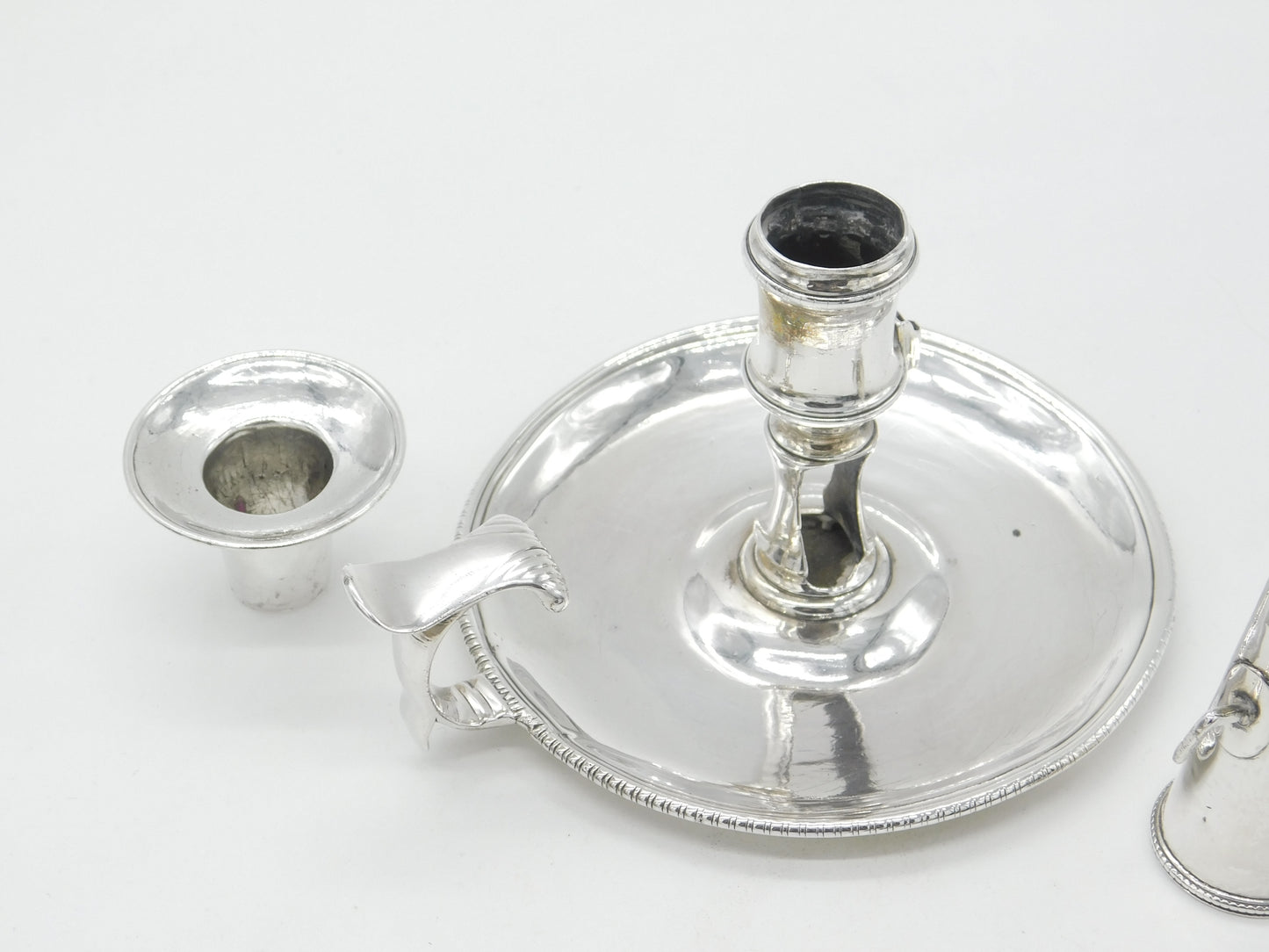 Georgian Sterling Silver Go-to-Bed Chamberstick 1770 William Cripps London