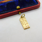 9ct Yellow Gold Bullion Bar Ingot Charm or Pendant 1981 London Vintage
