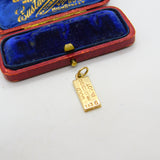 9ct Yellow Gold Bullion Bar Ingot Charm or Pendant 1981 London Vintage