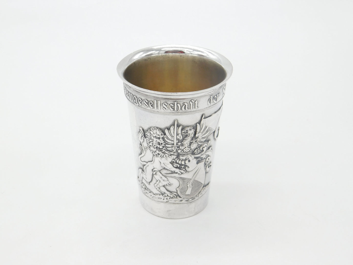 German .800 Silver Rifle Society of Zurich Crest Goblet or Chalice Antique c1920