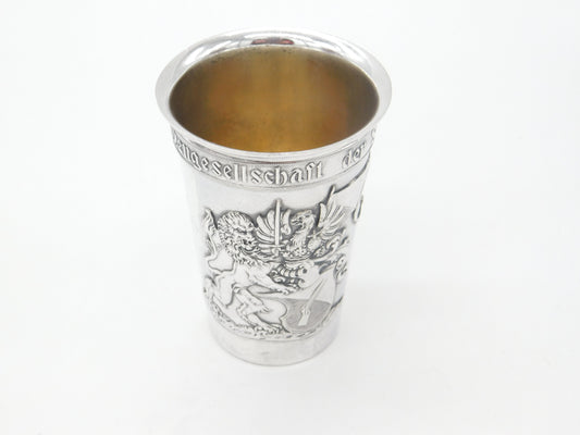 German .800 Silver Rifle Society of Zurich Crest Goblet or Chalice Antique c1920