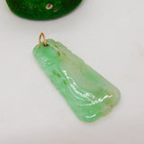 Victorian 9ct Gold & Carved Apple-Green Jade Drop Pendant Antique c1860