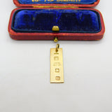 9ct Yellow Gold Bullion Bar Ingot Drop Pendant 1976 London Vintage