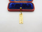 9ct Yellow Gold Bullion Bar Ingot Drop Pendant 1976 London Vintage