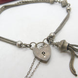 Victorian Sterling Silver Dice Form Albertina Bracelet with Tassel Antique c1880