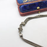 Victorian Sterling Silver Dice Form Albertina Bracelet with Tassel Antique c1880