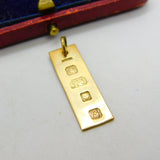 9ct Yellow Gold Bullion Bar Ingot Drop Pendant 1976 London Vintage