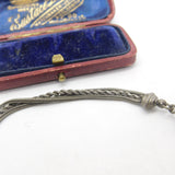 Victorian Sterling Silver Dice Form Albertina Bracelet with Tassel Antique c1880
