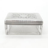 Victorian Sterling Silver Moulded Glass Pierced Trinket Box 1838 London Antique