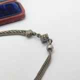 Victorian Sterling Silver Dice Form Albertina Bracelet with Tassel Antique c1880