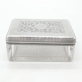 Victorian Sterling Silver Moulded Glass Pierced Trinket Box 1838 London Antique