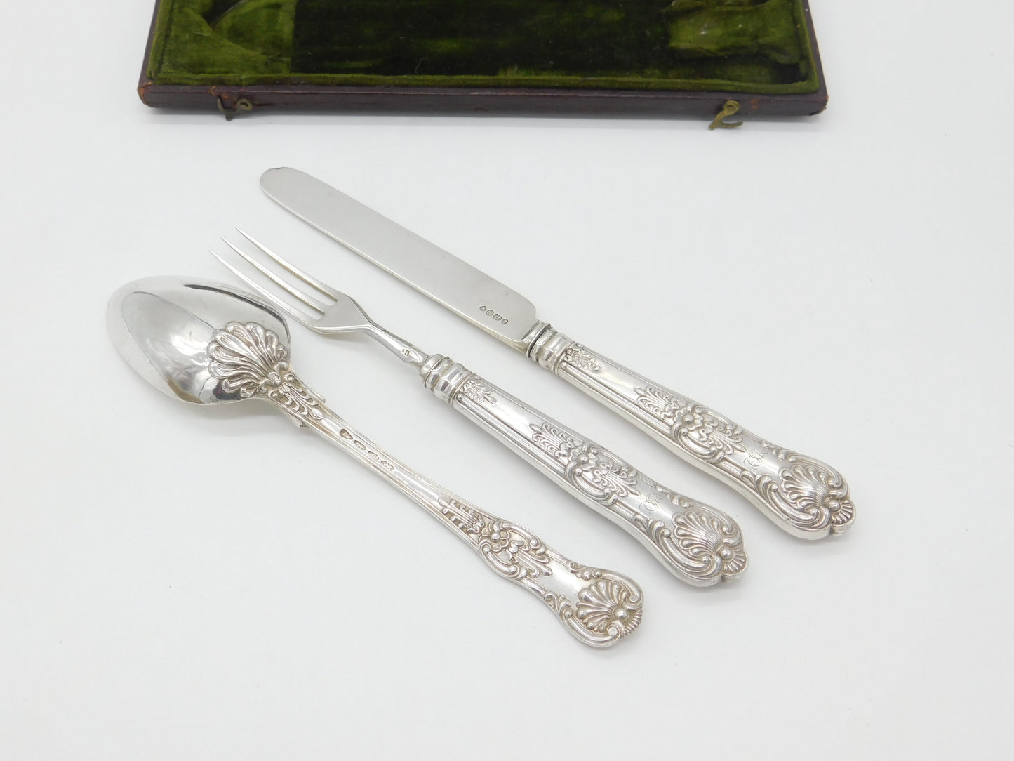 Georgian Sterling Silver Boxed Christening Cutlery Set Antique 1832 London