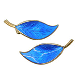 David Andersen Sterling Silver Blue Enamel Feather Earrings Antique Norway
