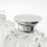Victorian Pair of Sterling Silver Topped Swirling Glass Scent Bottles c1850