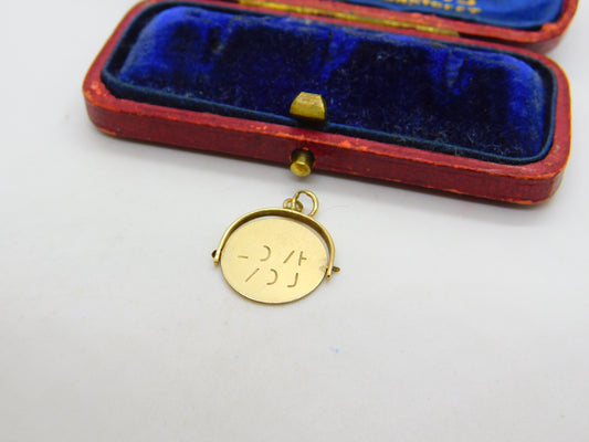 9ct Yellow Gold 'I Love You' Spinner Charm Pendant 1961 Chester Vintage