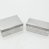 Pair of Victorian Sterling SIlver & Cut Glass Trinket Boxes 1875 London Antique